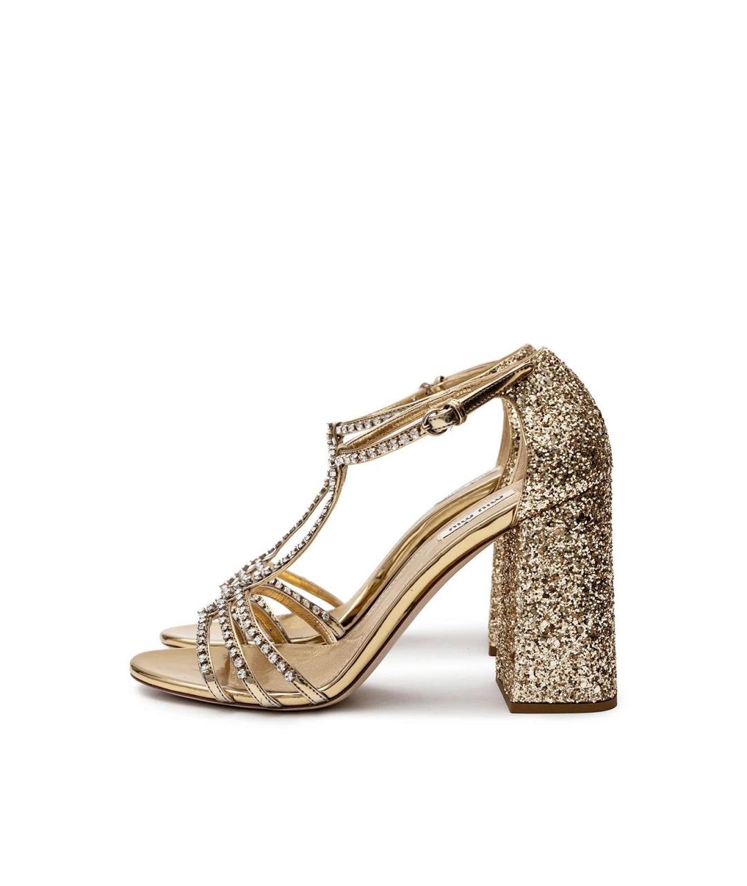 MIU MIU Золотые босоножки, фото 5
