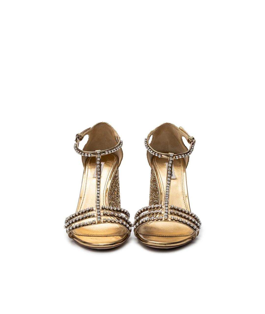 MIU MIU Золотые босоножки, фото 4