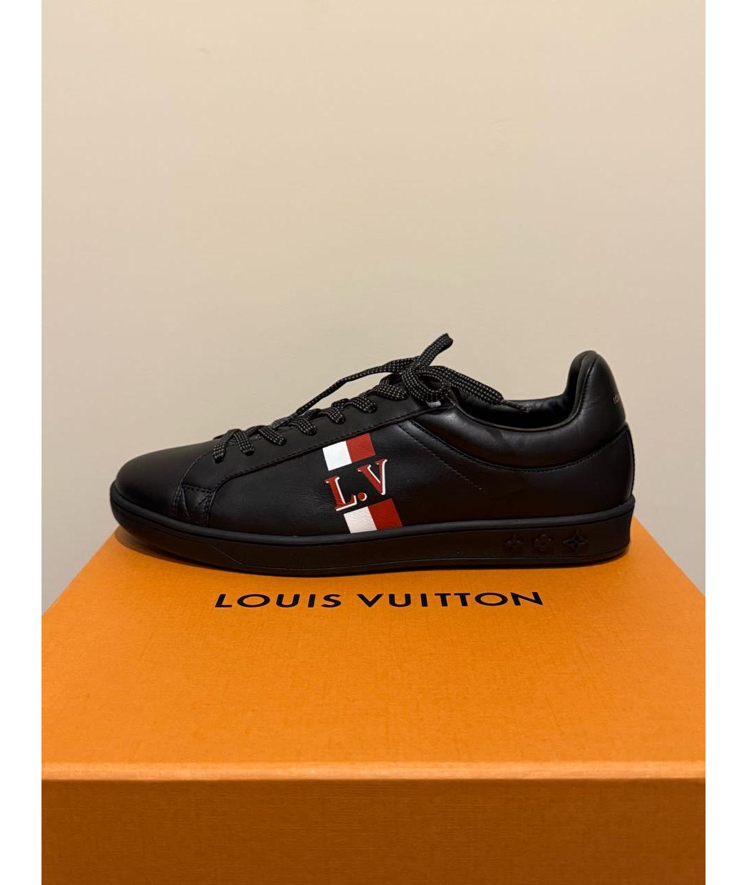 LOUIS VUITTON Черные кожаные низкие кроссовки / кеды, фото 7