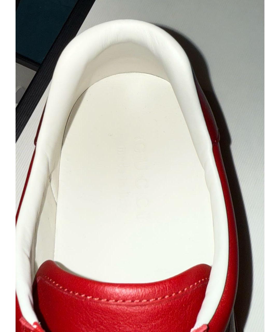 GUCCI Красные кожаные низкие кроссовки / кеды, фото 4