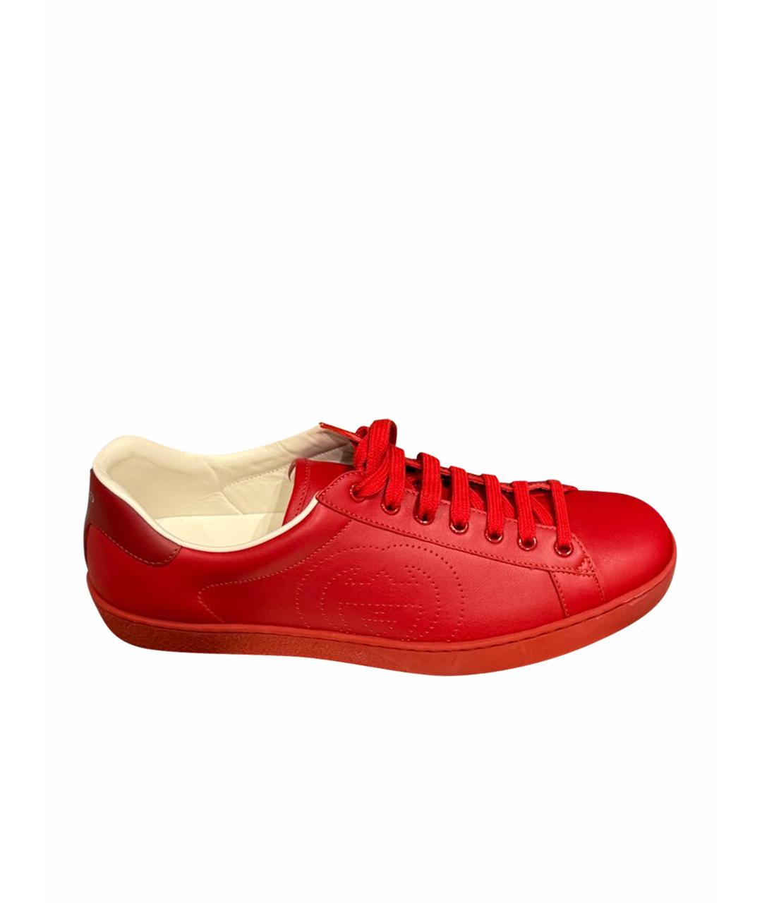 GUCCI Красные кожаные низкие кроссовки / кеды, фото 1