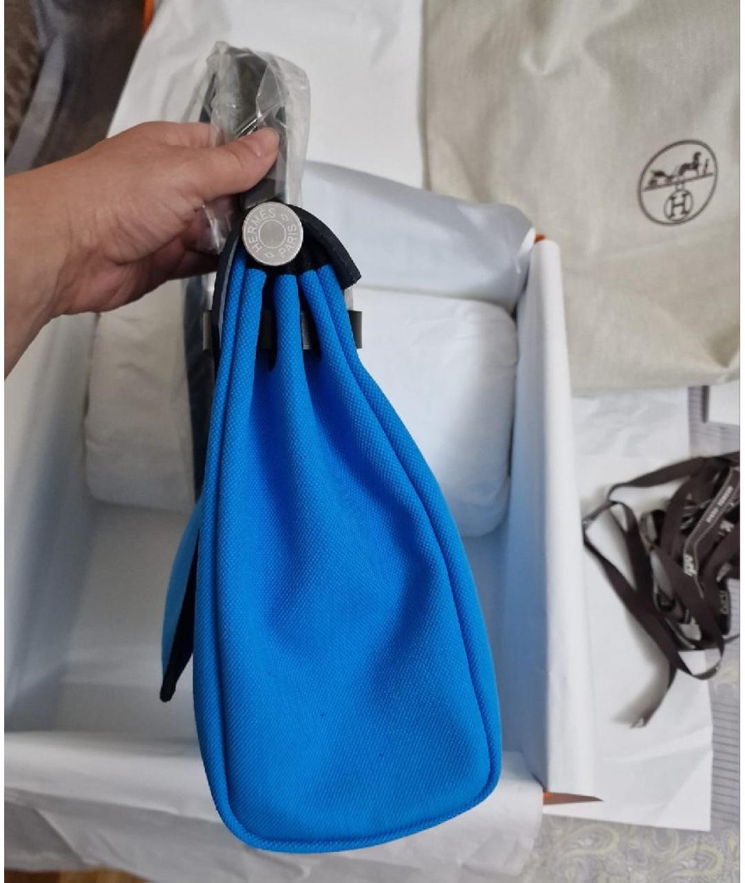 HERMES Синяя тканевая сумка через плечо, фото 7