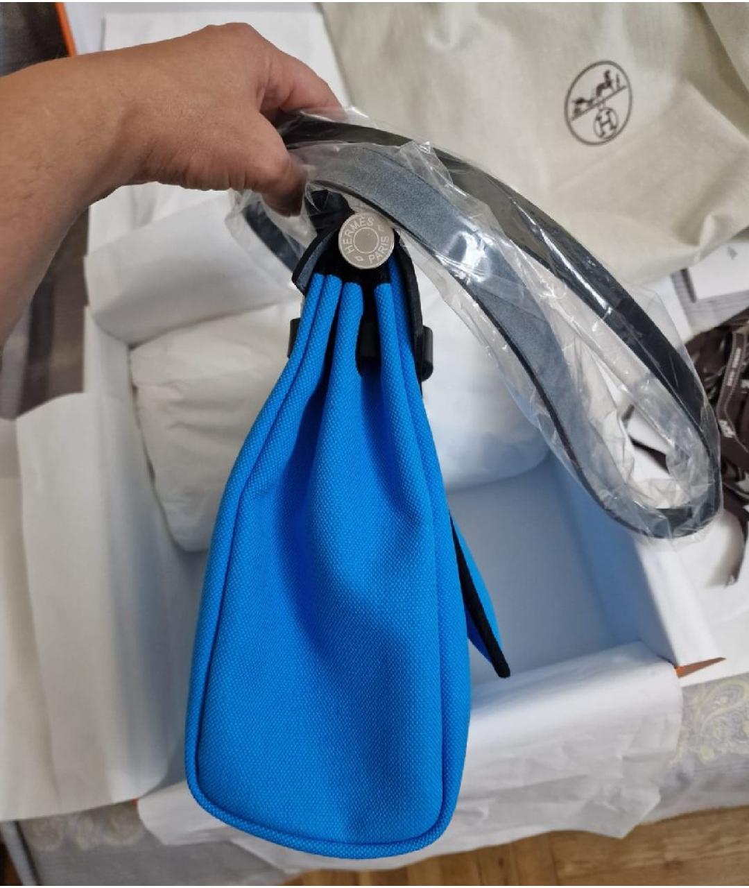 HERMES Синяя тканевая сумка через плечо, фото 2