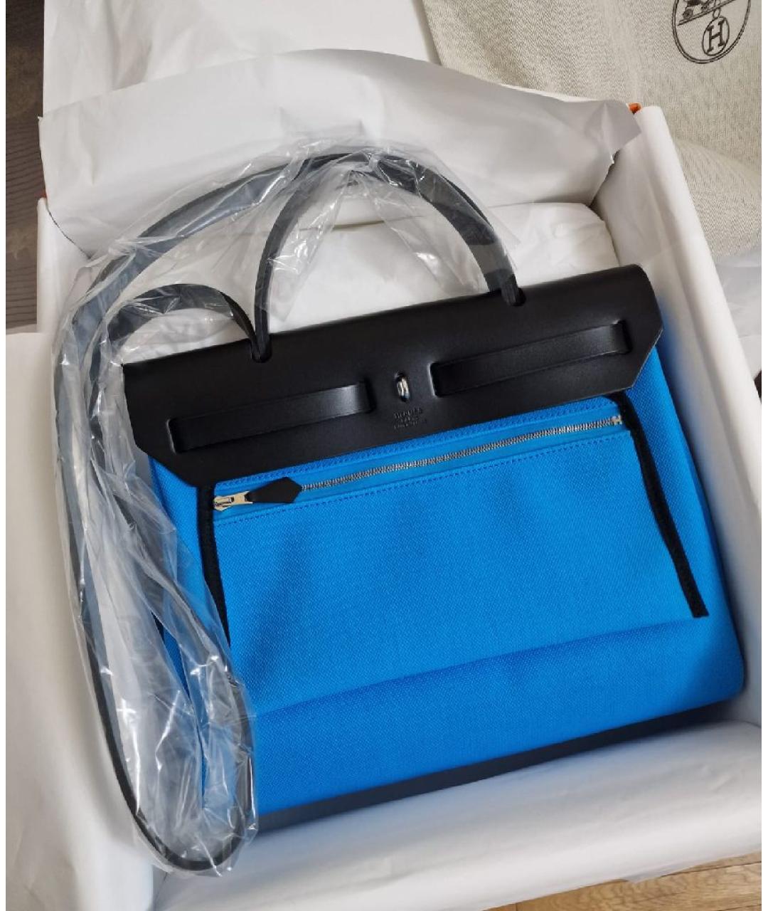 HERMES Синяя тканевая сумка через плечо, фото 3