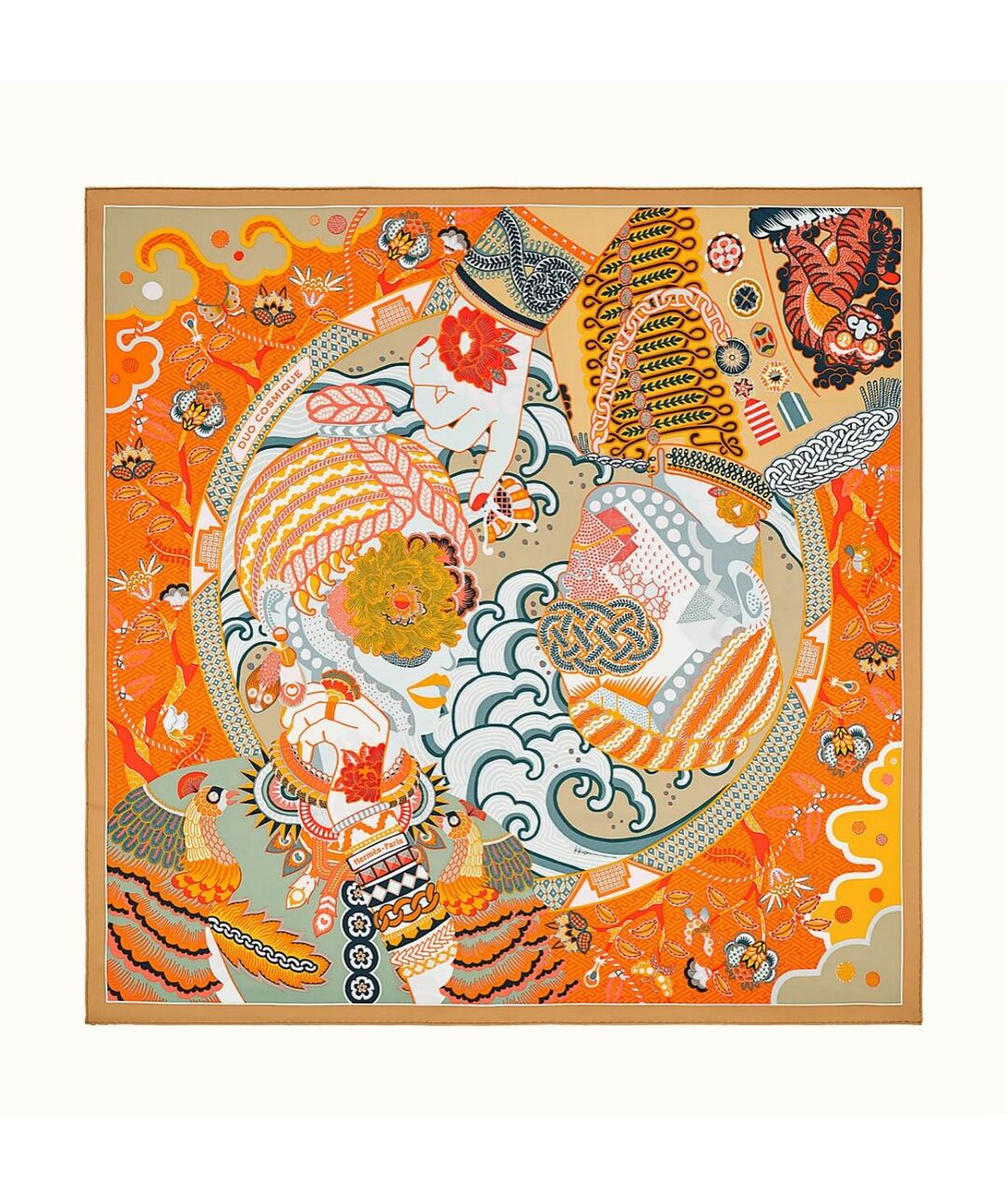 HERMES Коралловый шелковый шарф, фото 9