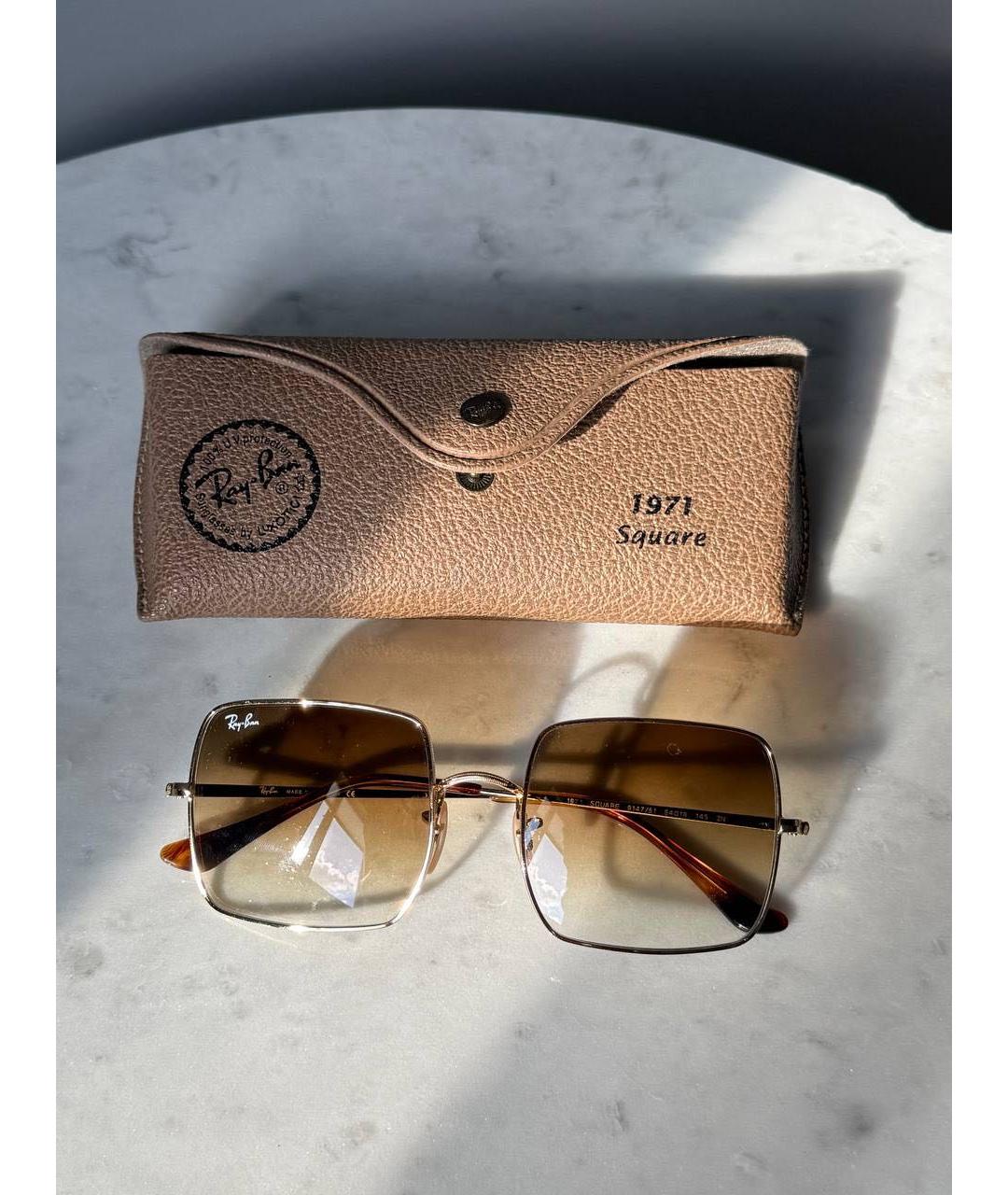 RAY BAN Коричневые металлические солнцезащитные очки, фото 2
