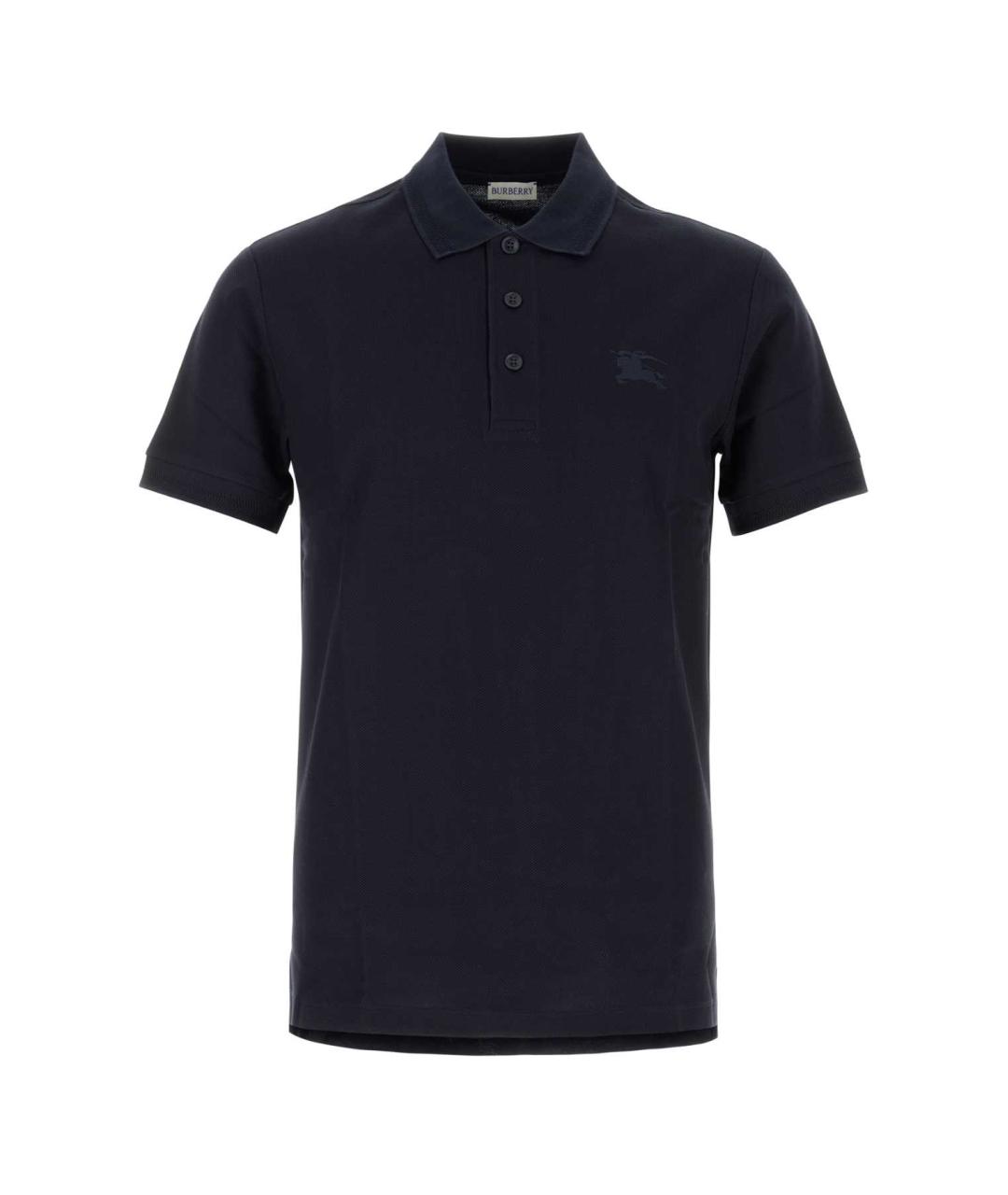 BURBERRY Синее хлопковое поло с коротким рукавом, фото 1