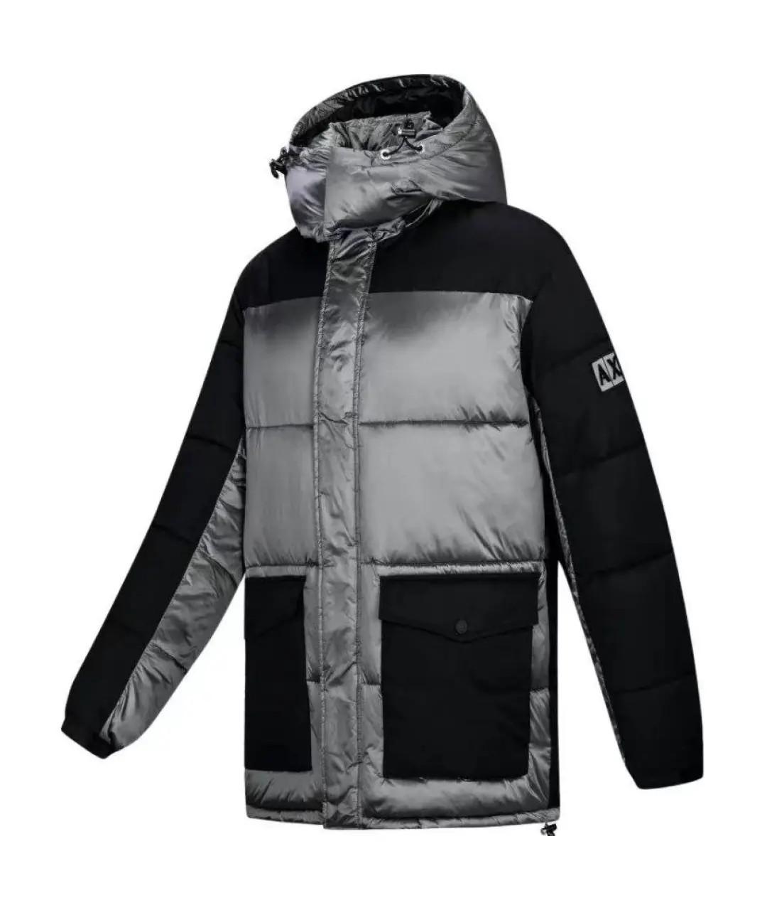 ARMANI EXCHANGE Серебрянный полиэстеровый пуховик, фото 2