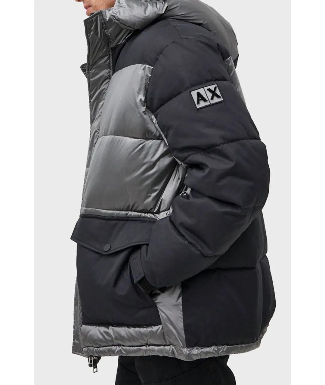 ARMANI EXCHANGE Серебрянный полиэстеровый пуховик, фото 4