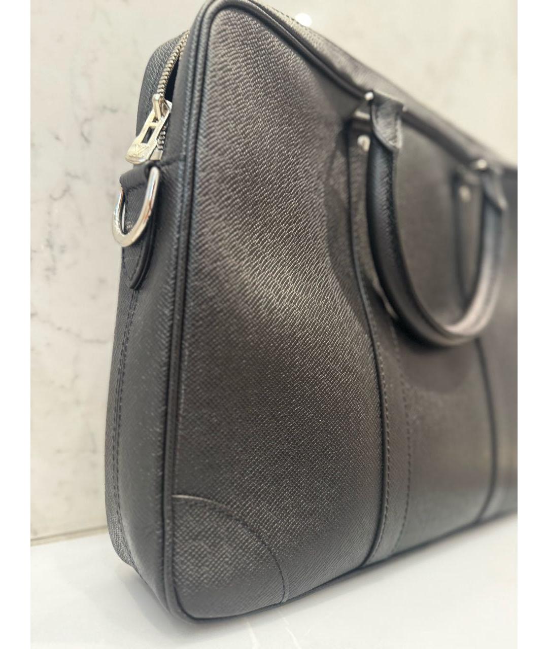 LOUIS VUITTON Черный кожаный портфель, фото 2