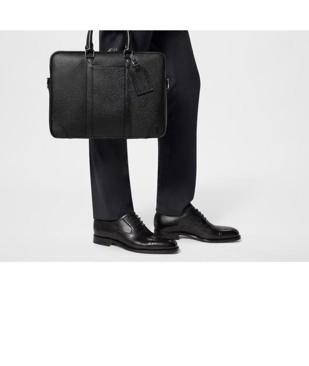 LOUIS VUITTON Черный кожаный портфель, фото 7