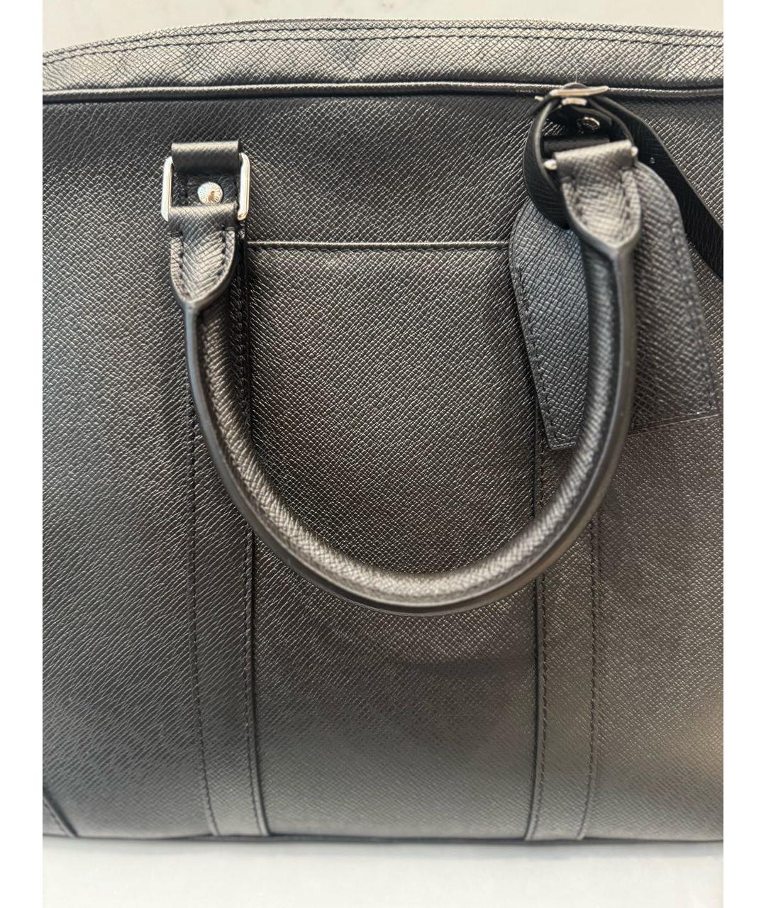 LOUIS VUITTON Черный кожаный портфель, фото 3
