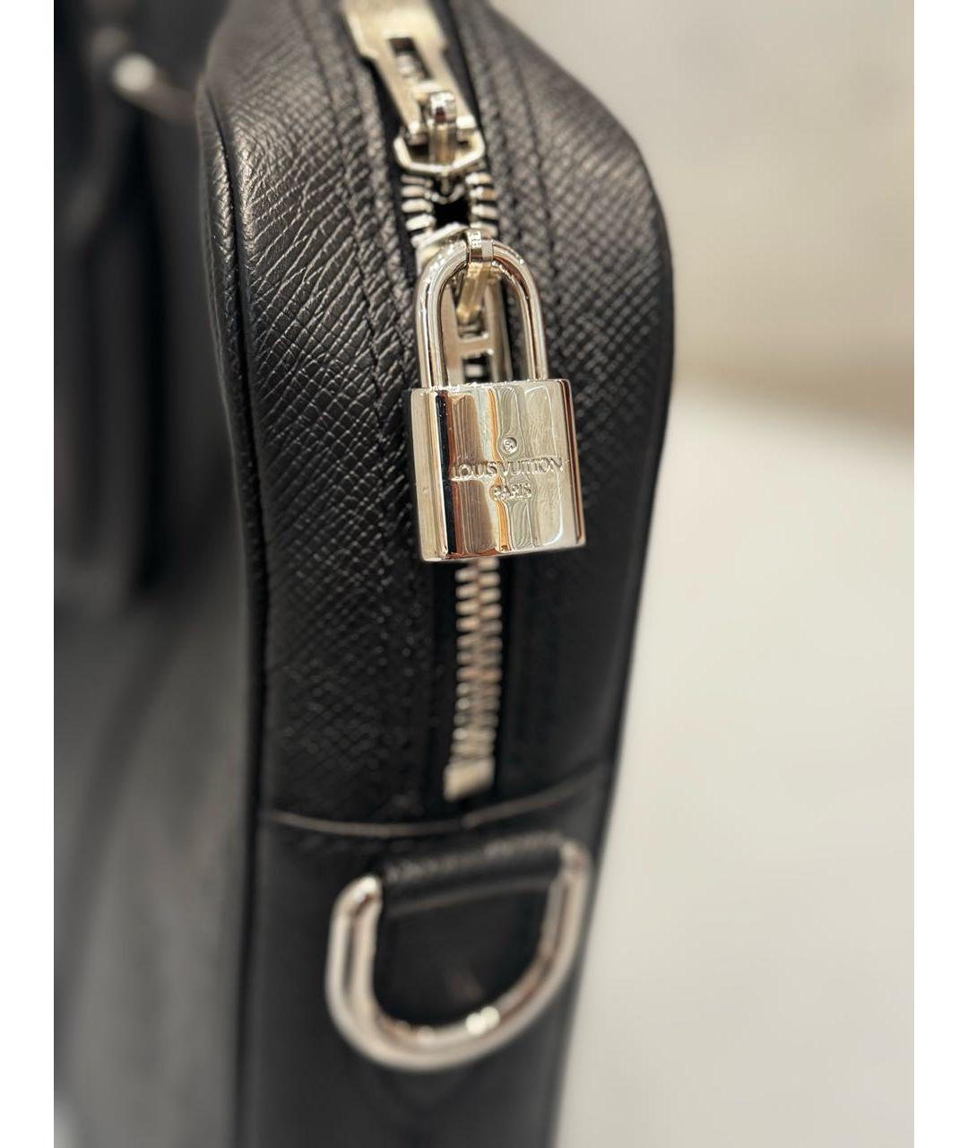 LOUIS VUITTON Черный кожаный портфель, фото 8