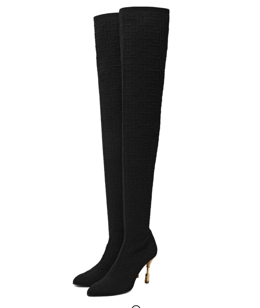 BALMAIN Черные текстильные ботфорты, фото 7