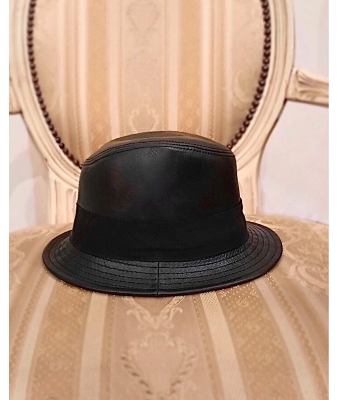 BORSALINO Черная кожаная шляпа, фото 3