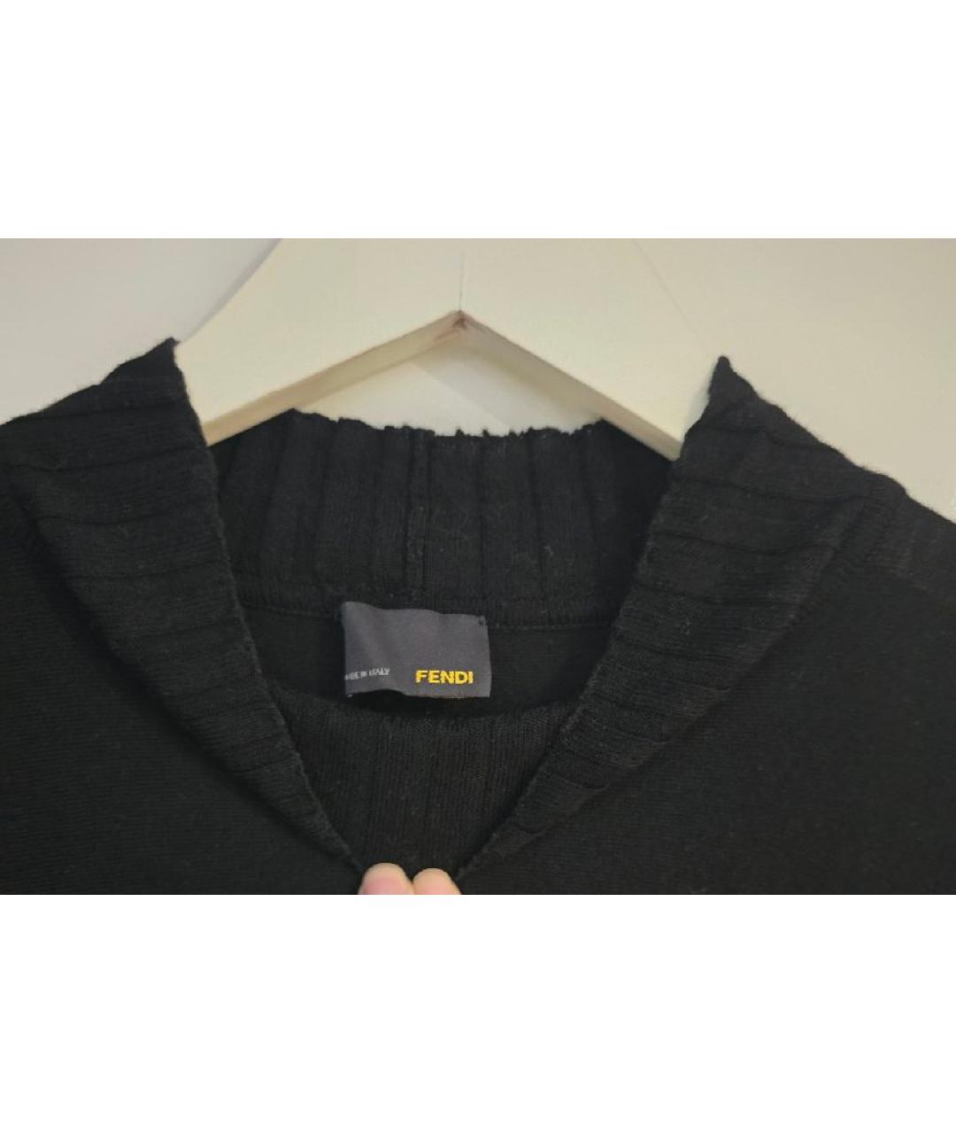 FENDI Черный шерстяной джемпер / свитер, фото 3