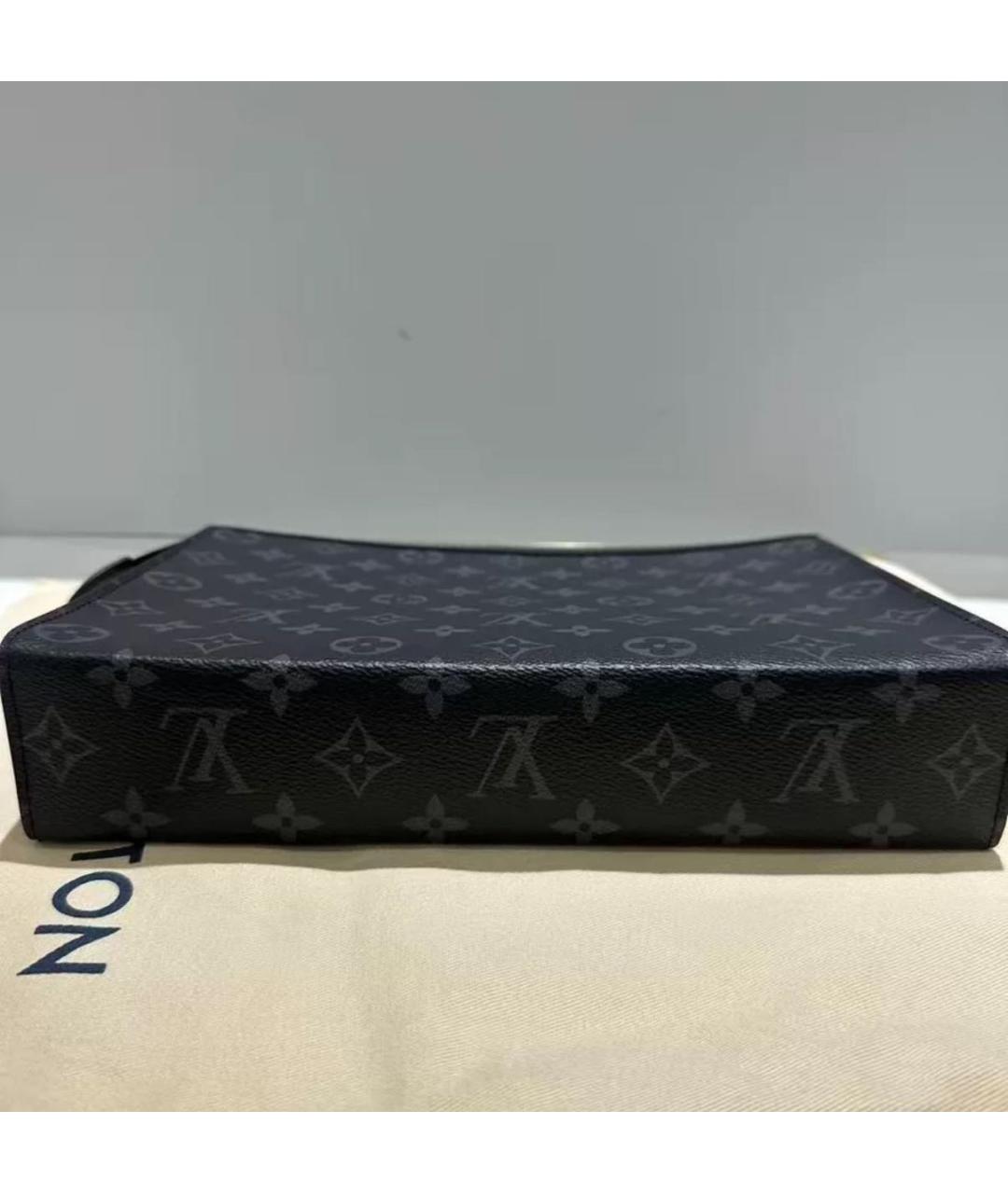 LOUIS VUITTON Антрацитовая кожаная барсетка, фото 5