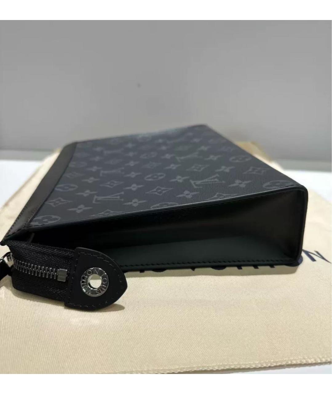 LOUIS VUITTON Антрацитовая кожаная барсетка, фото 3