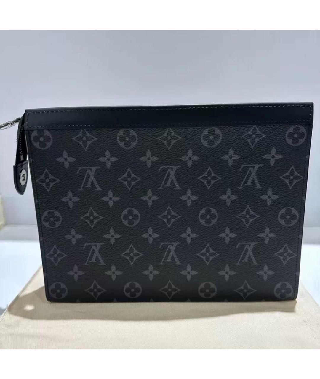 LOUIS VUITTON Антрацитовая кожаная барсетка, фото 2
