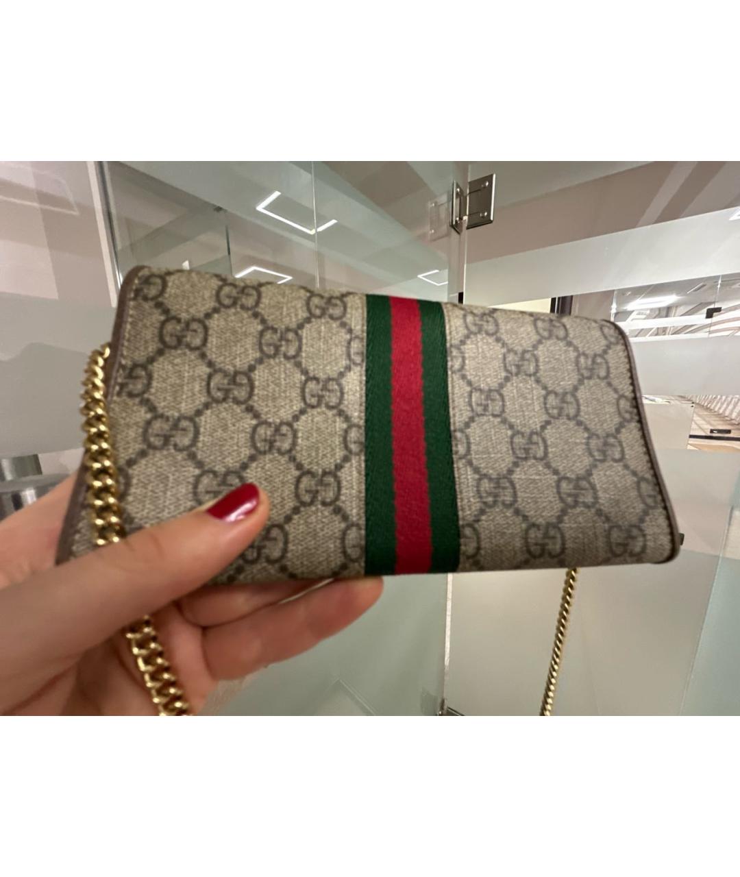 GUCCI Бежевая кожаная сумка через плечо, фото 3