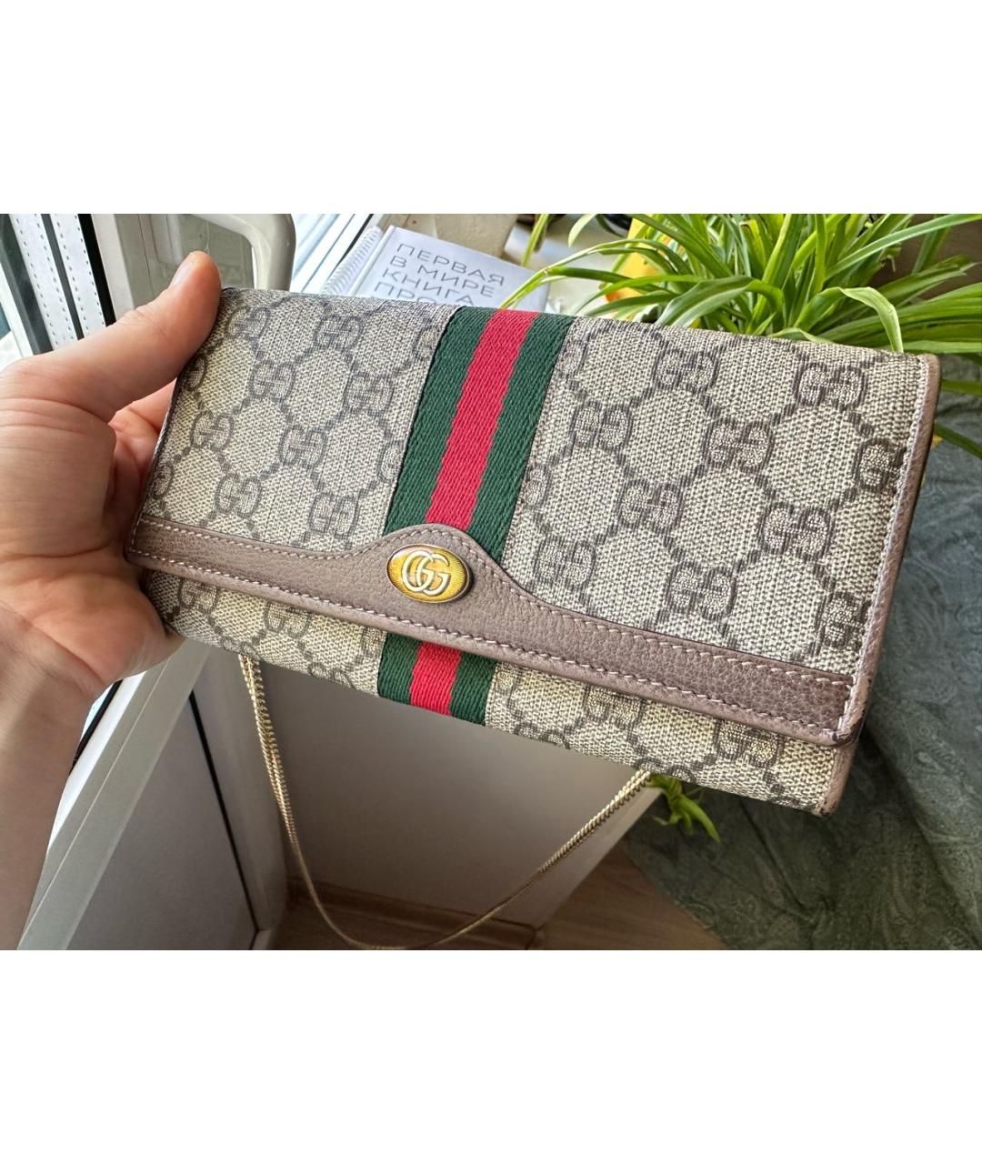 GUCCI Бежевая кожаная сумка через плечо, фото 9