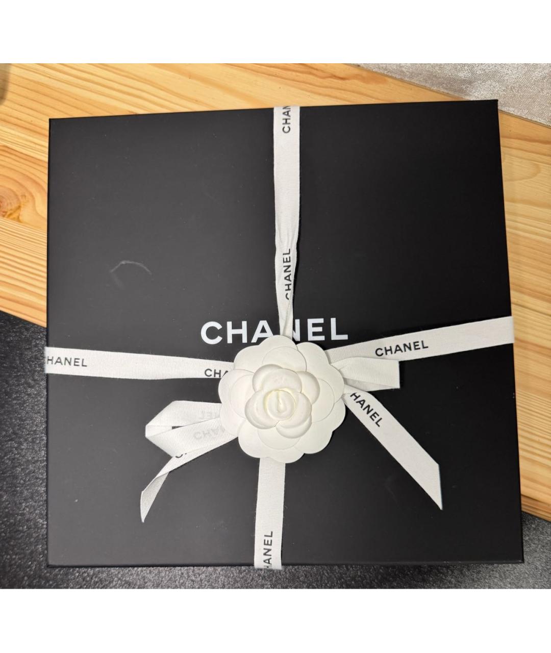 CHANEL Черный шерстяной шарф, фото 4