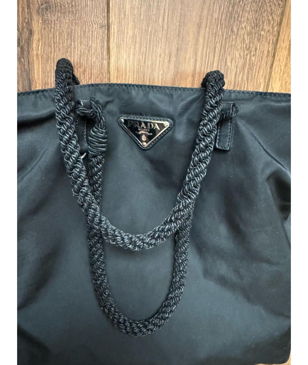PRADA Черная тканевая сумка с короткими ручками, фото 3