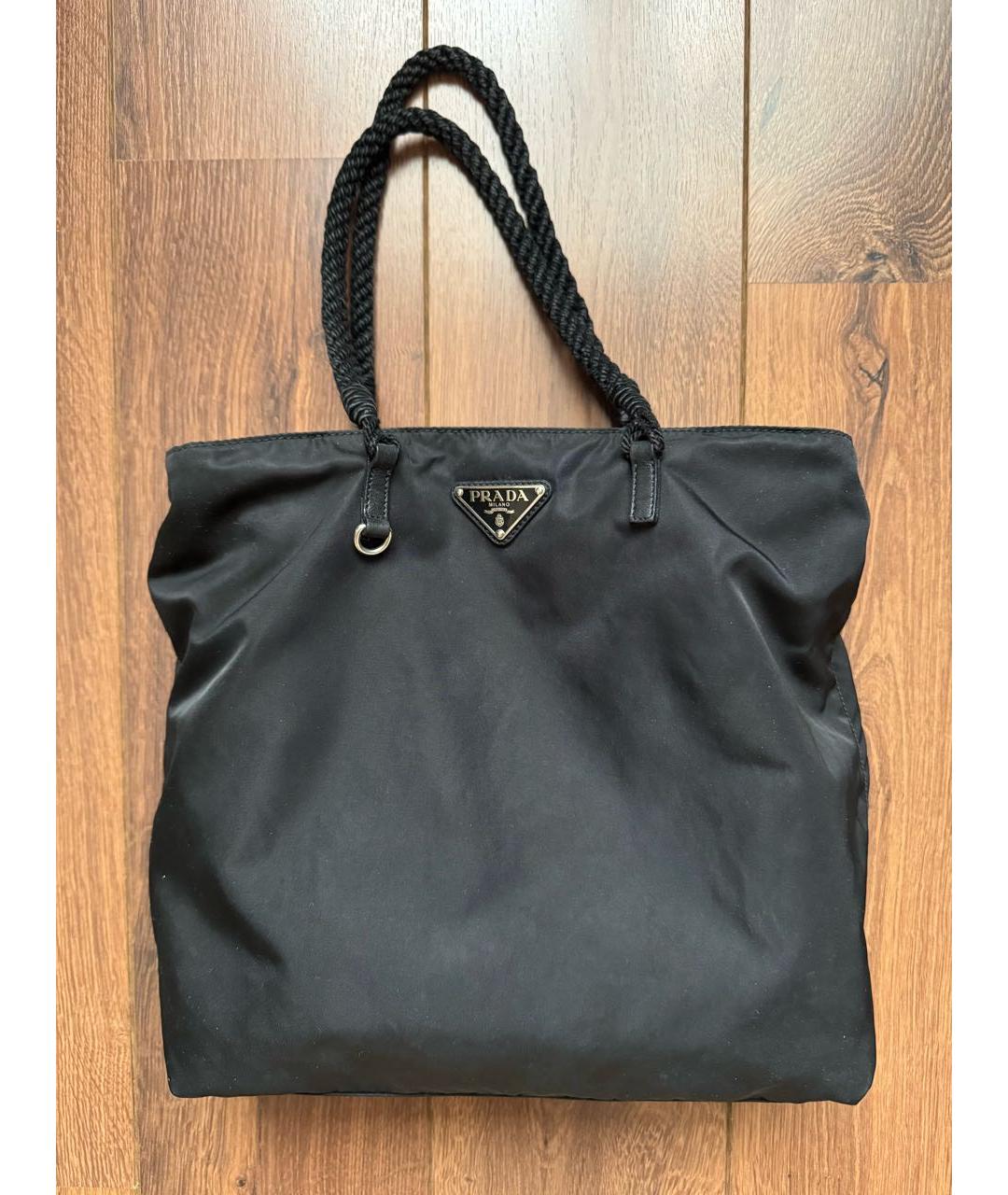 PRADA Черная тканевая сумка с короткими ручками, фото 7