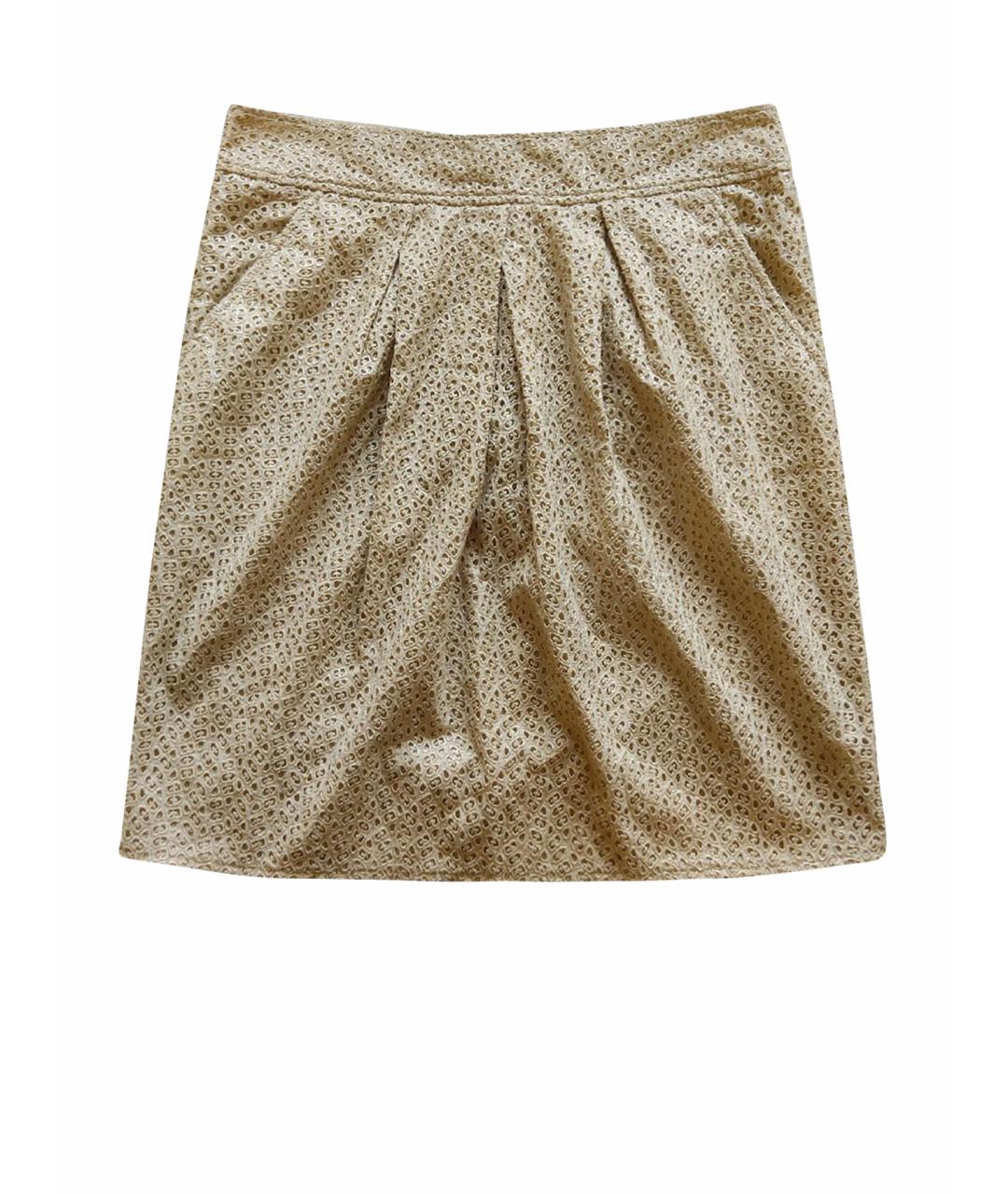 DKNY Золотая хлопковая юбка миди, фото 1