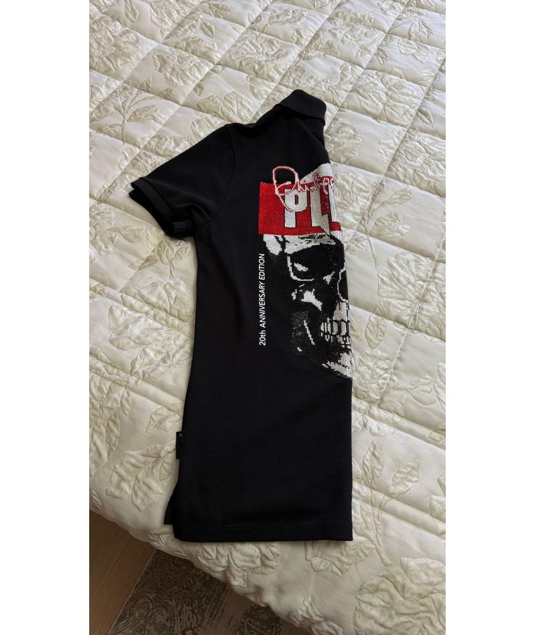 PHILIPP PLEIN Черное хлопковое поло с коротким рукавом, фото 4