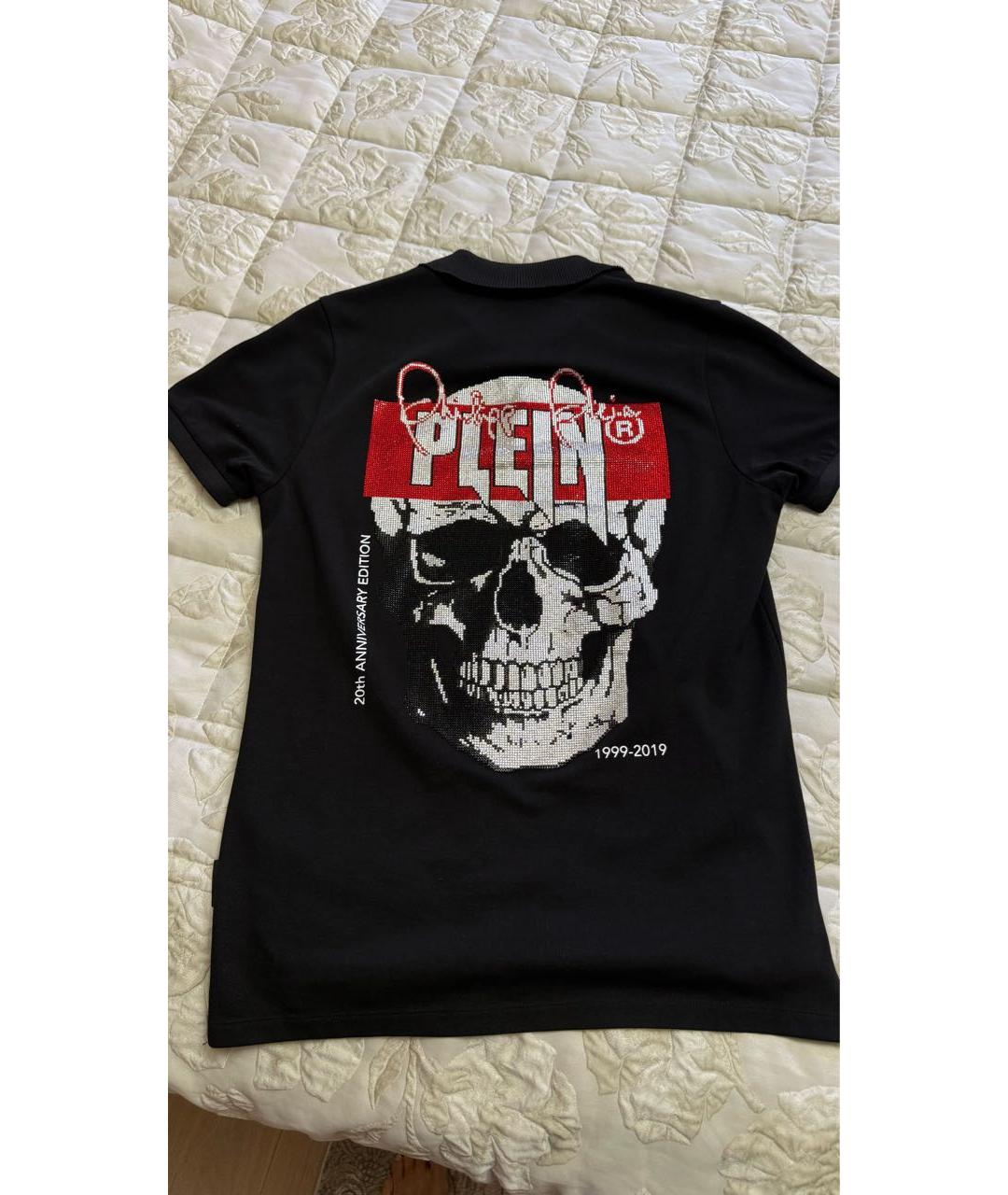 PHILIPP PLEIN Черное хлопковое поло с коротким рукавом, фото 2