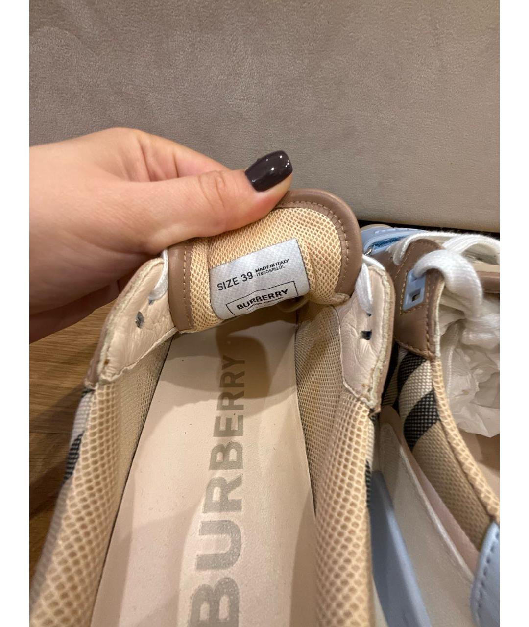BURBERRY Голубые кожаные кроссовки, фото 5