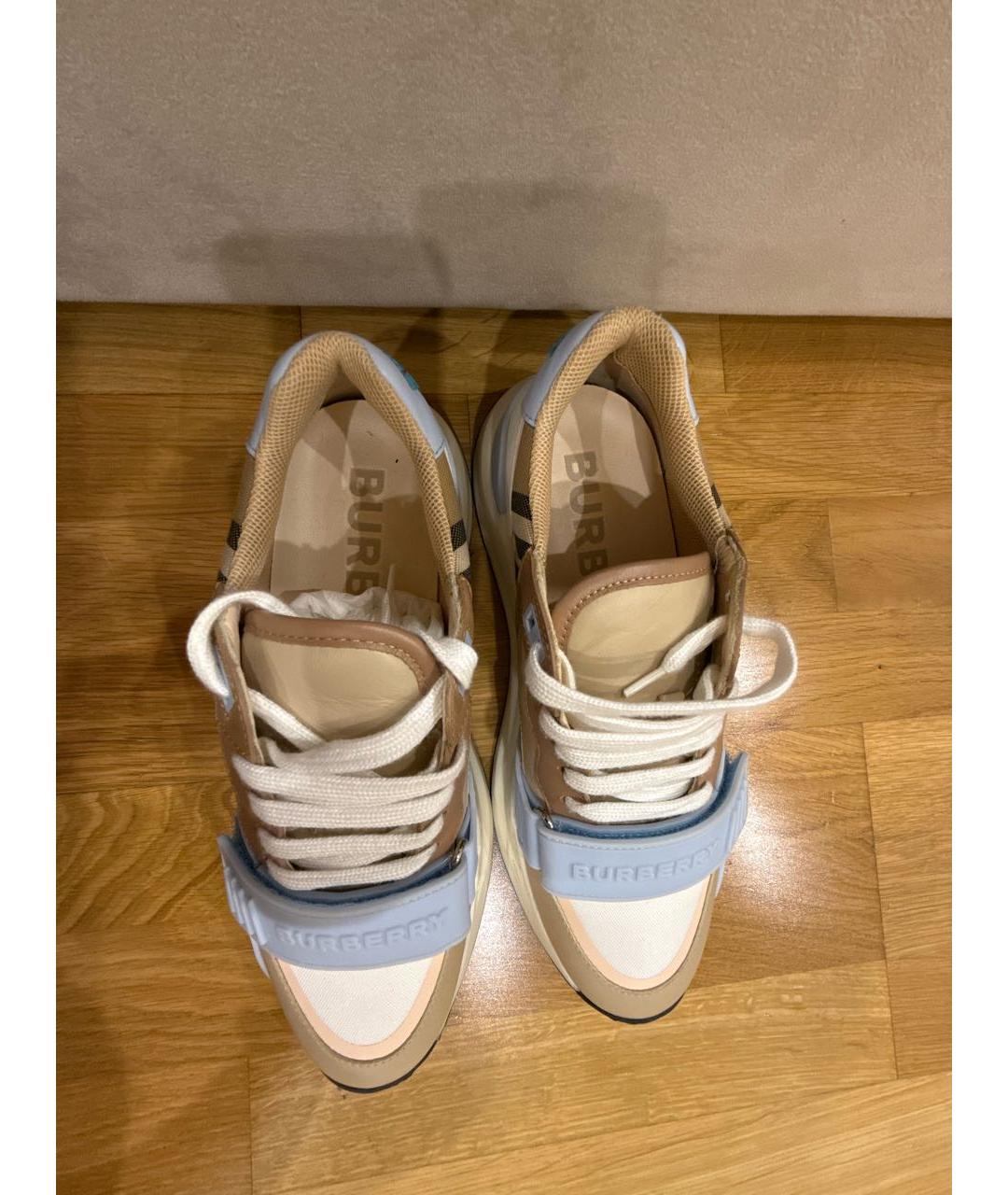 BURBERRY Голубые кожаные кроссовки, фото 3