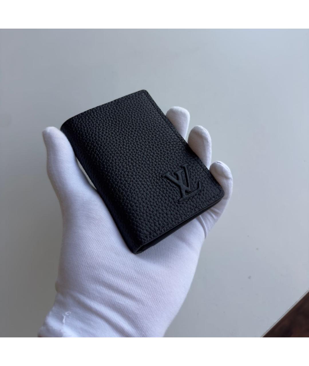 LOUIS VUITTON Черный кожаный кардхолдер, фото 2
