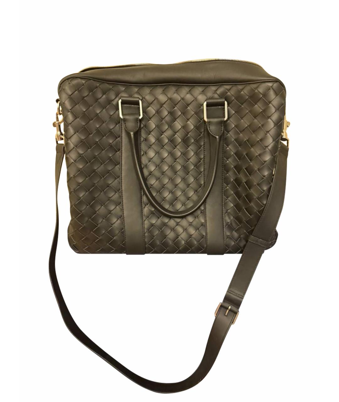 BOTTEGA VENETA Черный кожаный портфель, фото 1