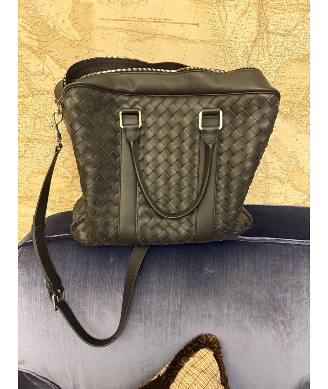 BOTTEGA VENETA Черный кожаный портфель, фото 2