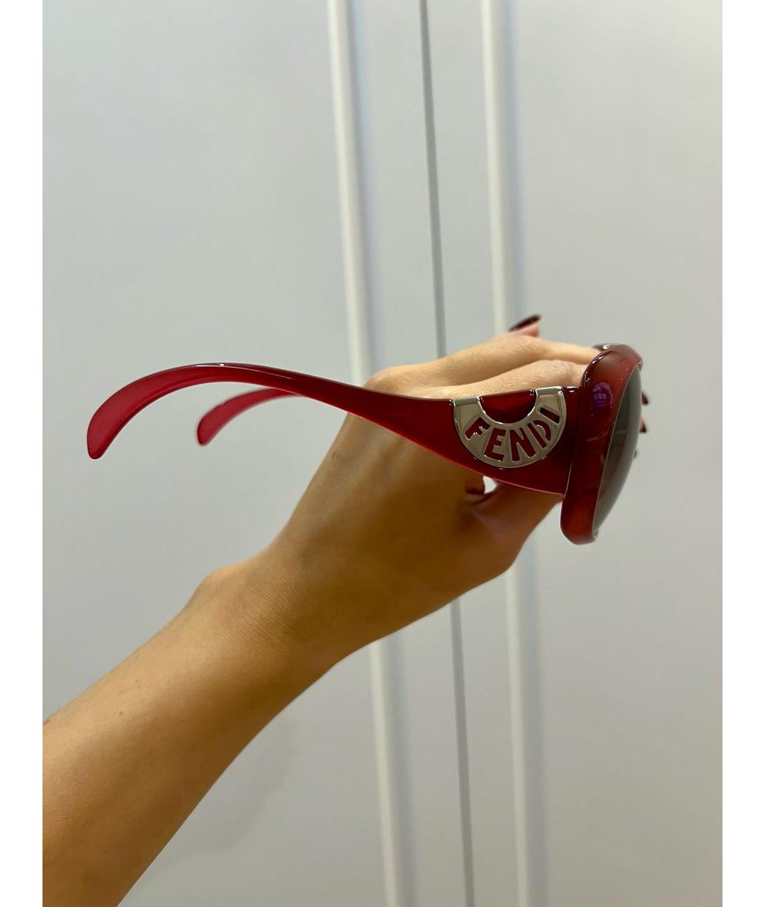 FENDI Бордовые пластиковые солнцезащитные очки, фото 3