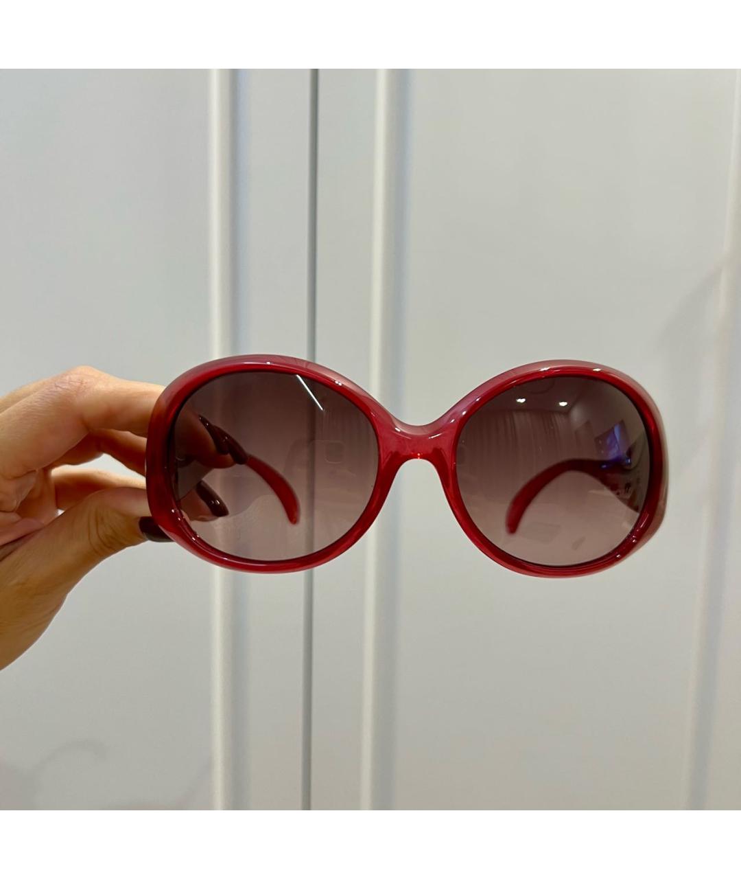 FENDI Бордовые пластиковые солнцезащитные очки, фото 6