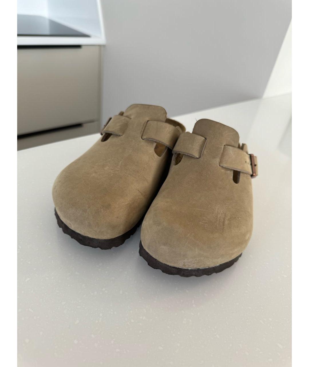 BIRKENSTOCK Бежевые замшевые сабо, фото 3