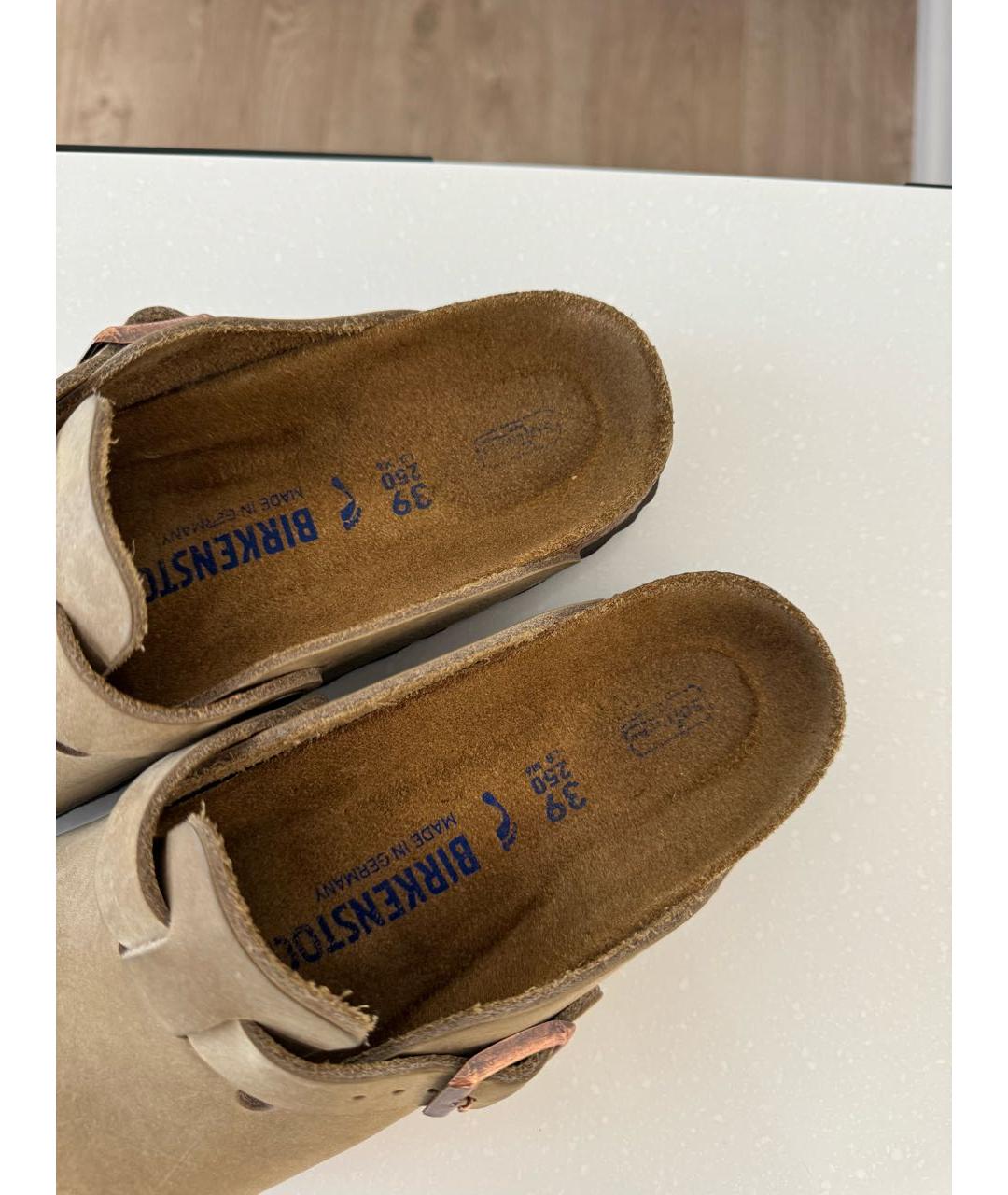 BIRKENSTOCK Бежевые замшевые сабо, фото 4