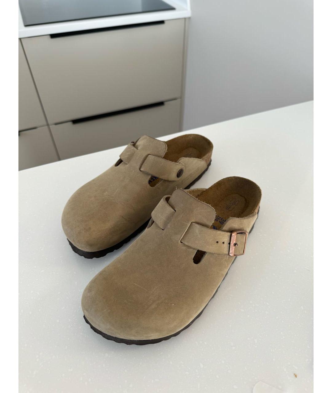 BIRKENSTOCK Бежевые замшевые сабо, фото 2