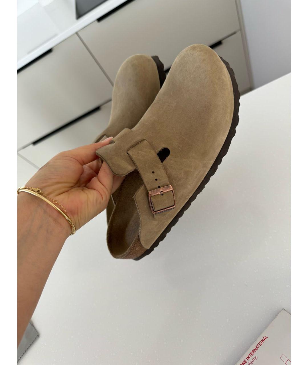 BIRKENSTOCK Бежевые замшевые сабо, фото 5