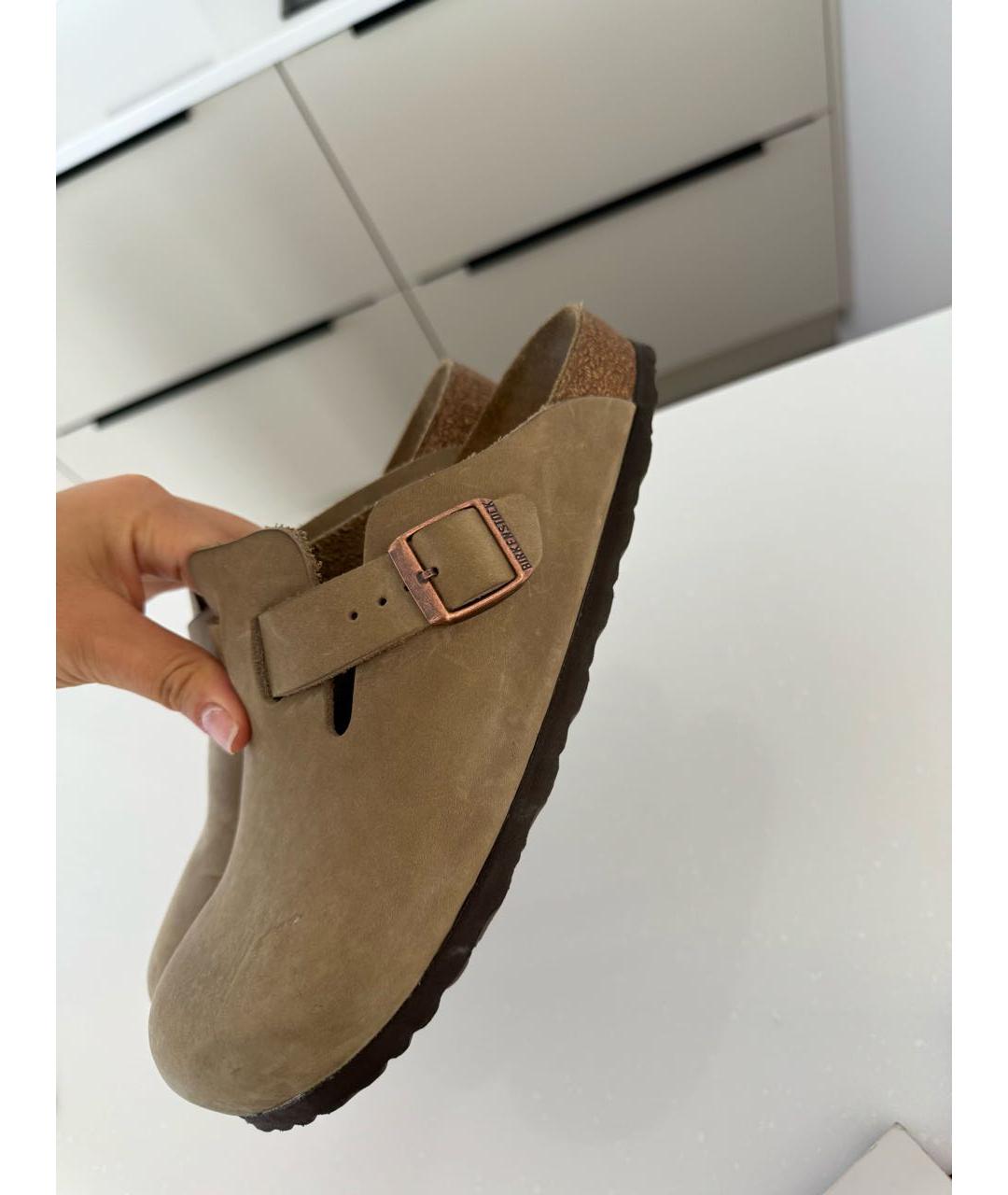BIRKENSTOCK Бежевые замшевые сабо, фото 6