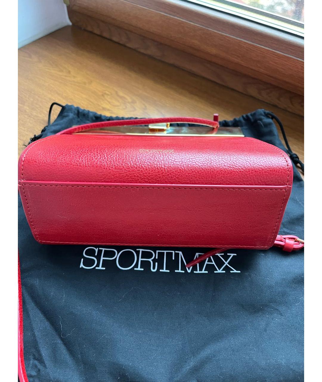 SPORTMAX Красная кожаная сумка через плечо, фото 3