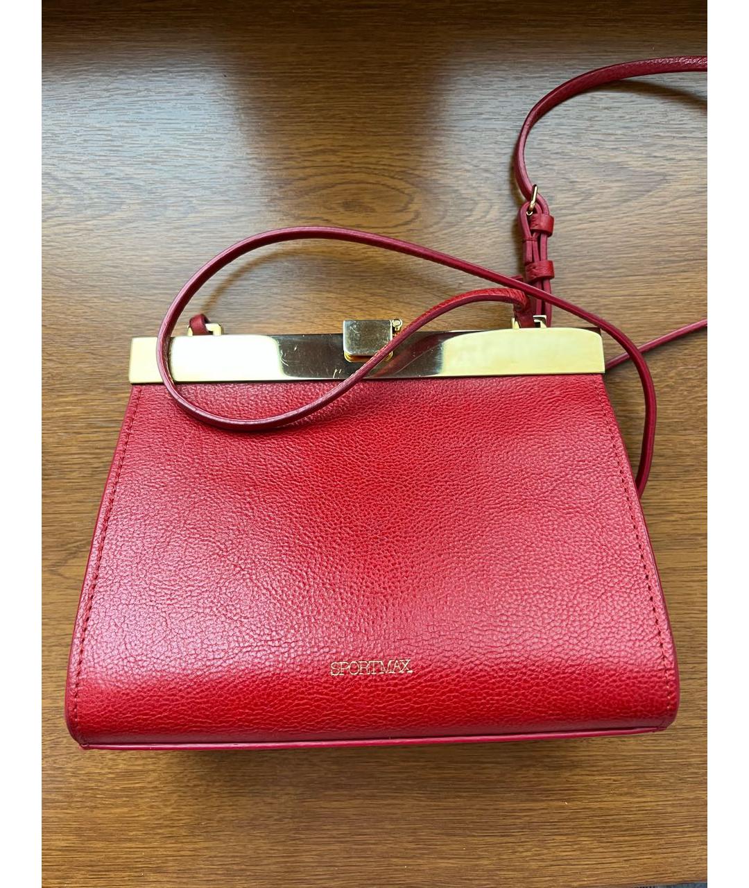 SPORTMAX Красная кожаная сумка через плечо, фото 5