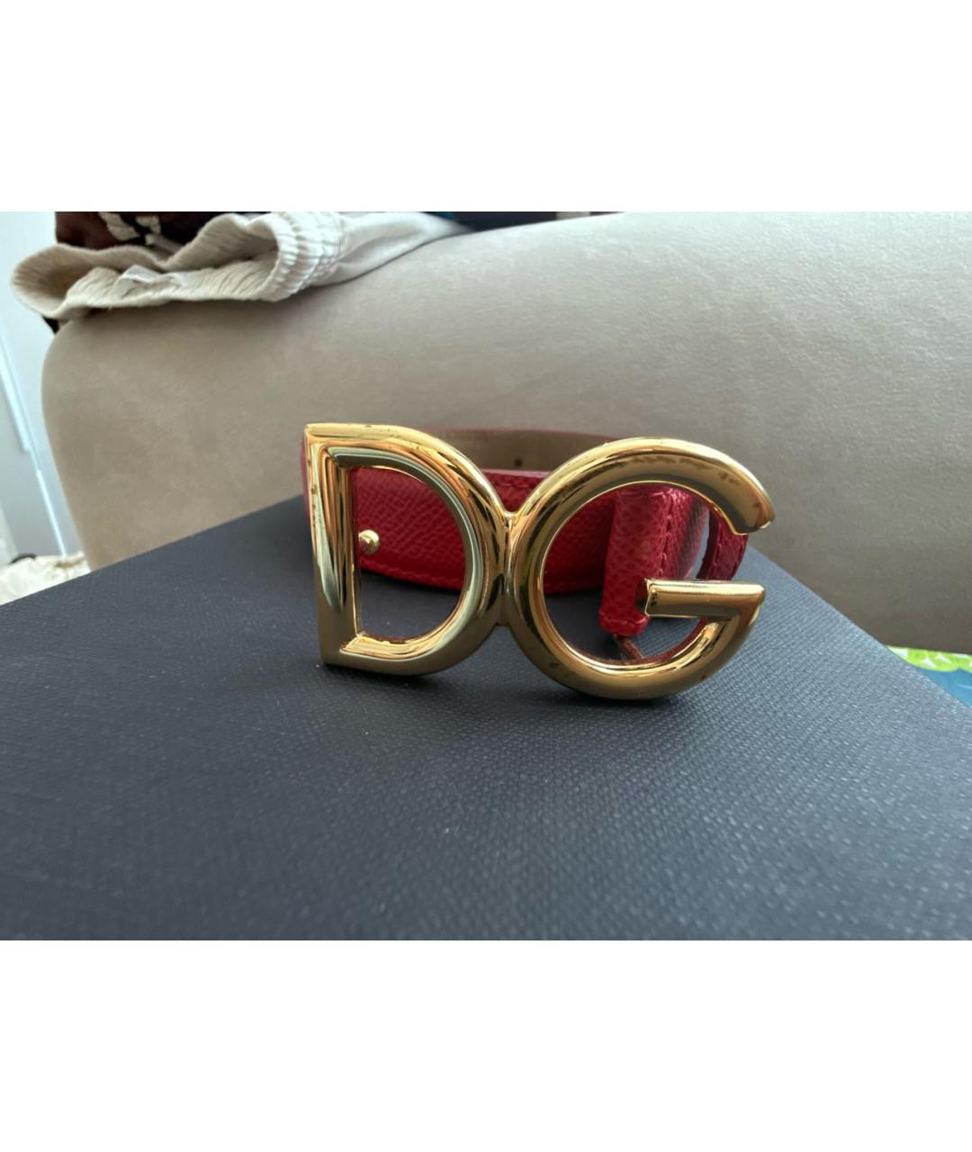 DOLCE&GABBANA Красный кожаный ремень, фото 5