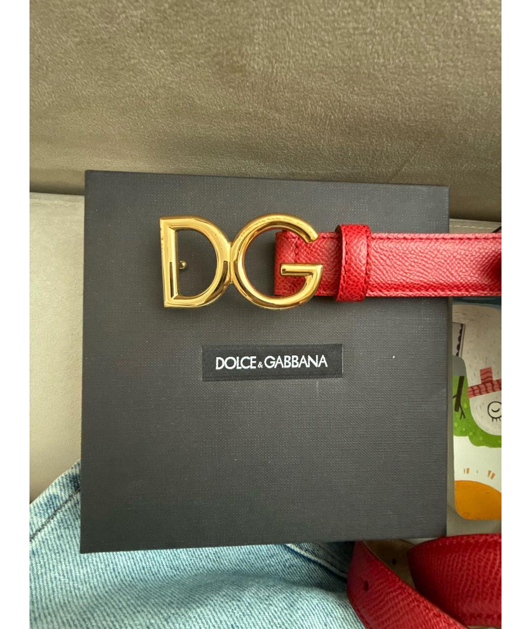 DOLCE&GABBANA Красный кожаный ремень, фото 2