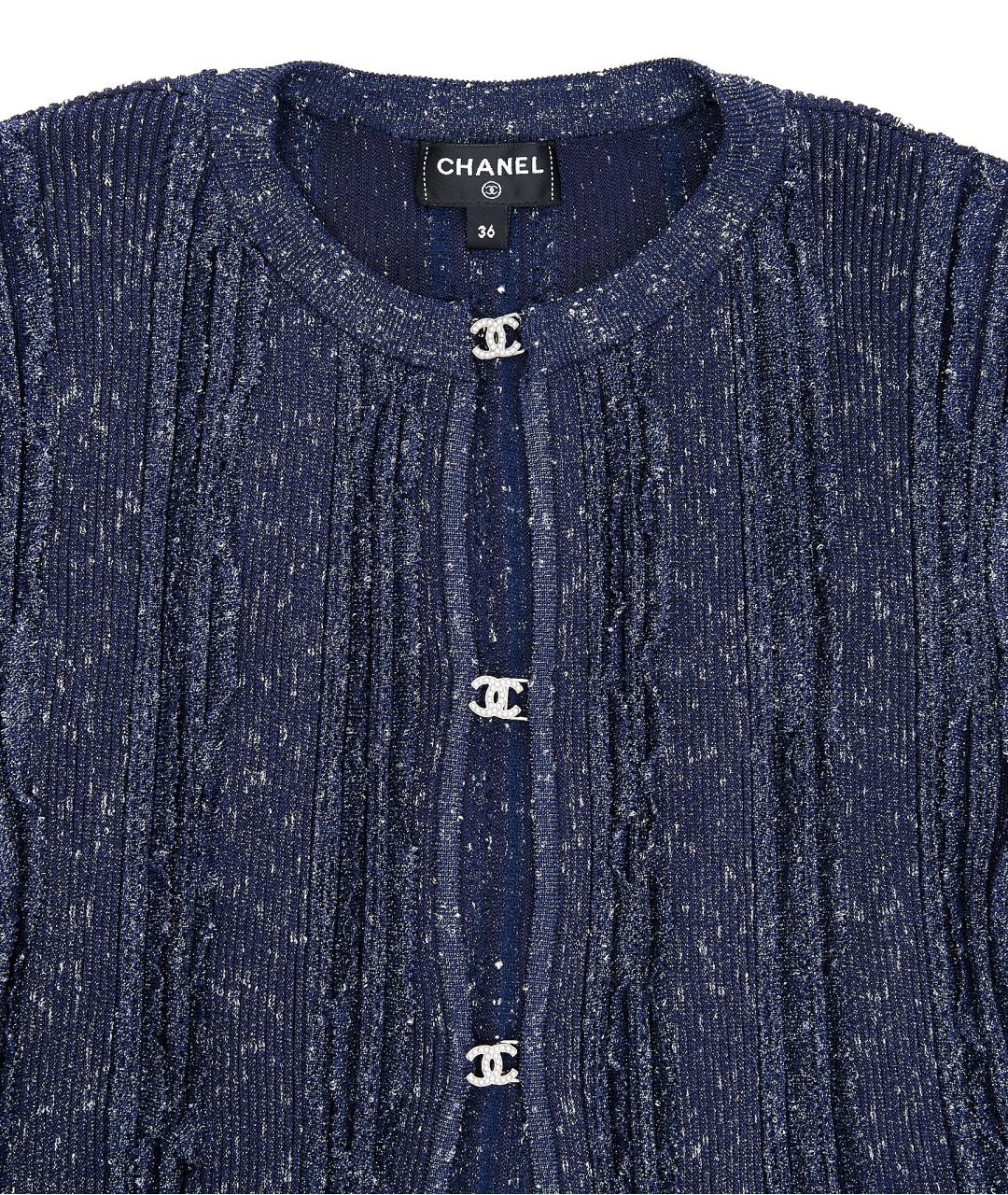 CHANEL Темно-синий вискозный кардиган, фото 3