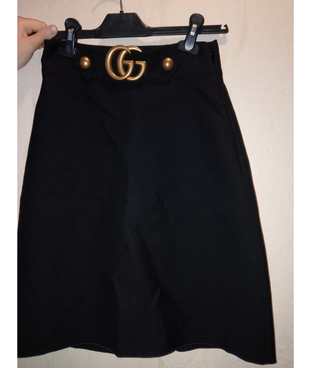 GUCCI Черная шерстяная юбка мини, фото 5