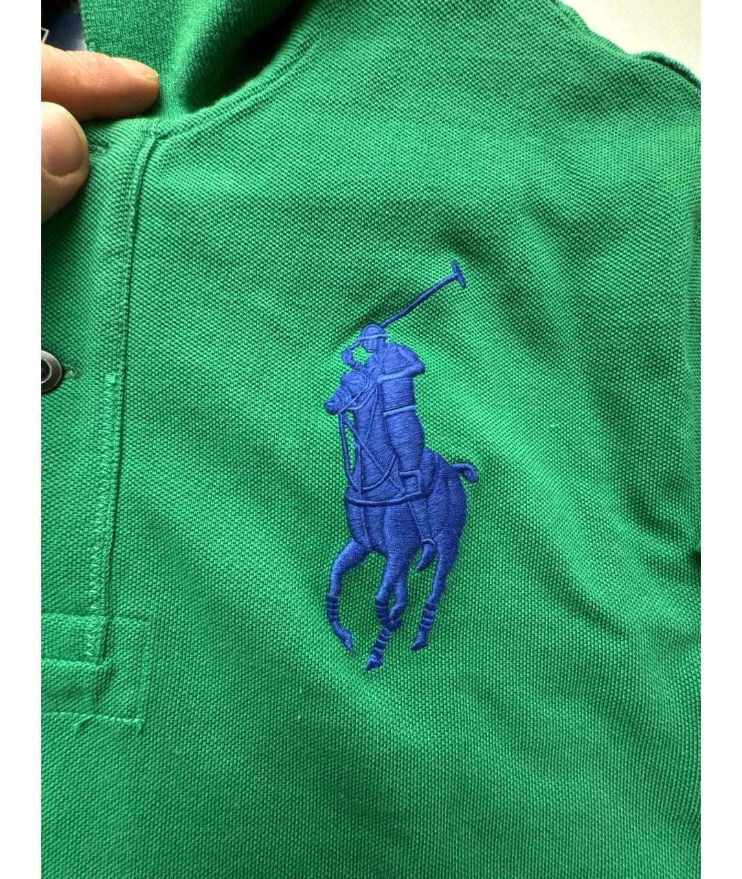 POLO RALPH LAUREN Зеленые хлопковое поло с коротким рукавом, фото 5